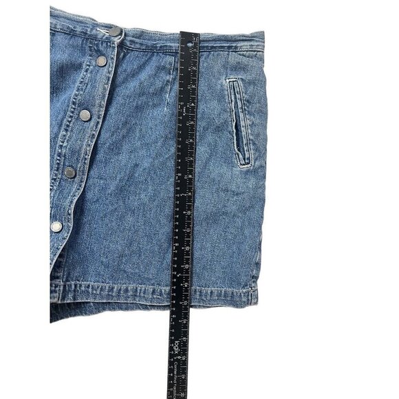 Vtg Skort Button Snap Front Denim Jean Mini Skirt Sz 16 90s Y2K Sporty Grunge - Picture 10 of 10